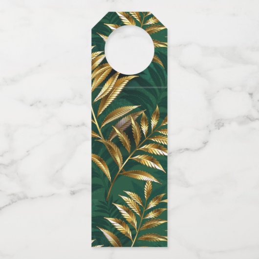 Seamless pattern with golden ferns ボトルネックタグ (正面)