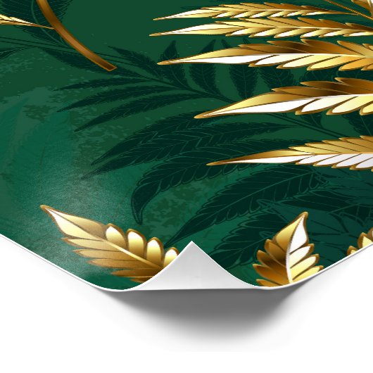 Seamless pattern with golden ferns ポスター (コーナー)