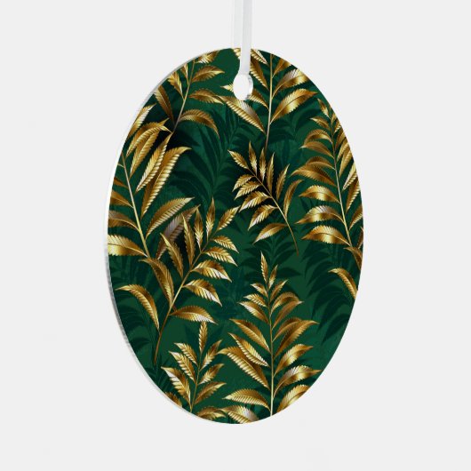 Seamless pattern with golden ferns メタルオーナメント (正面右)