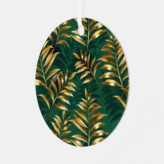 Seamless pattern with golden ferns メタルオーナメント (正面左)