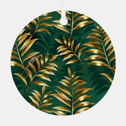 Seamless pattern with golden ferns メタルオーナメント (裏面)