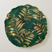 Seamless pattern with golden ferns ラウンドクッション (裏面)