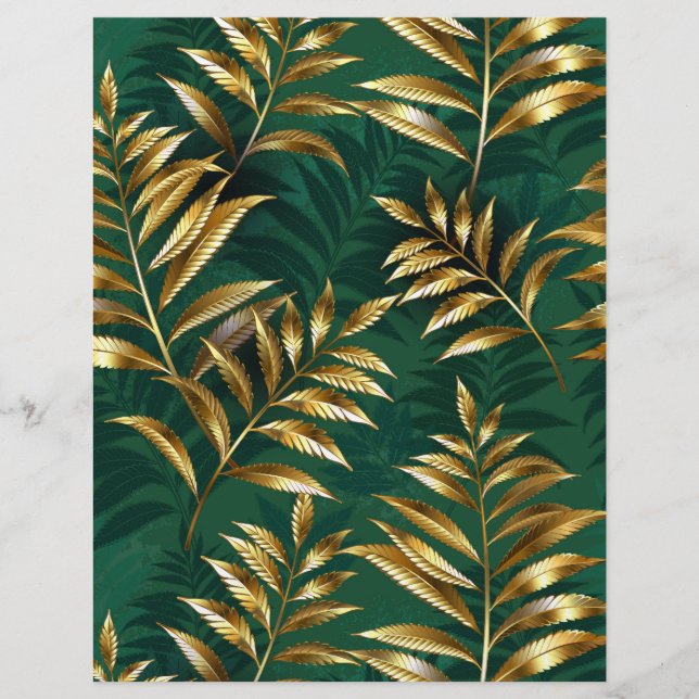 Seamless pattern with golden ferns レターヘッド (正面)