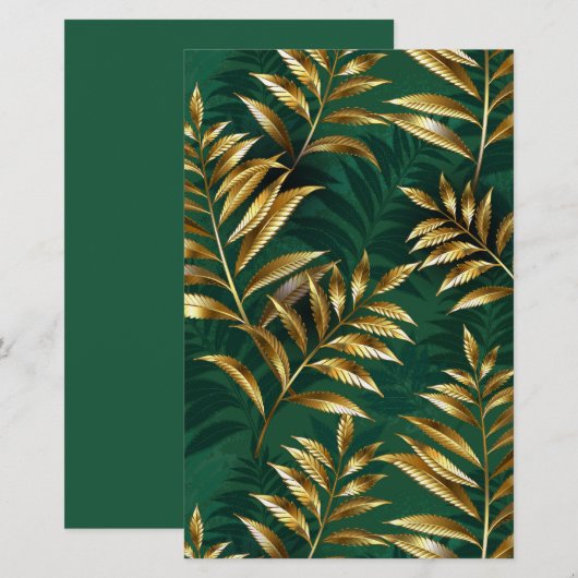 Seamless pattern with golden ferns 便箋 (正面/裏面)