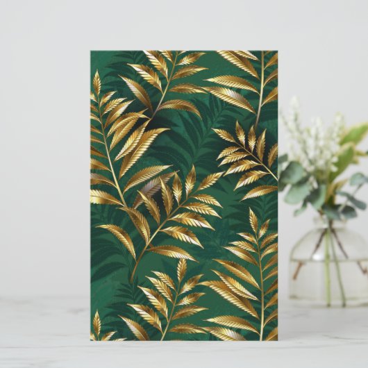Seamless pattern with golden ferns 便箋 (スタンド正面)