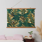 Seamless pattern with golden ferns 吊り下げ型タペストリー (寝室)