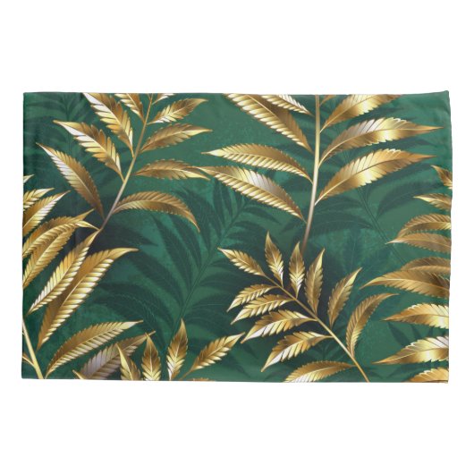Seamless pattern with golden ferns 枕カバー (裏面-左)