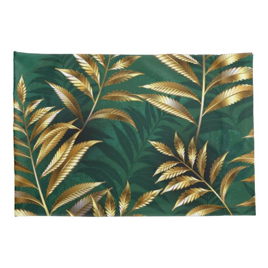 Seamless pattern with golden ferns 枕カバー (裏面-右)