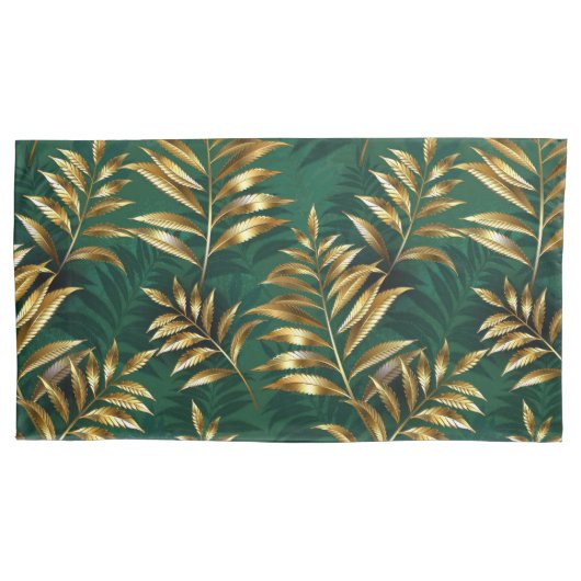 Seamless pattern with golden ferns 枕カバー (正面左)