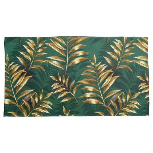Seamless pattern with golden ferns 枕カバー (正面右)