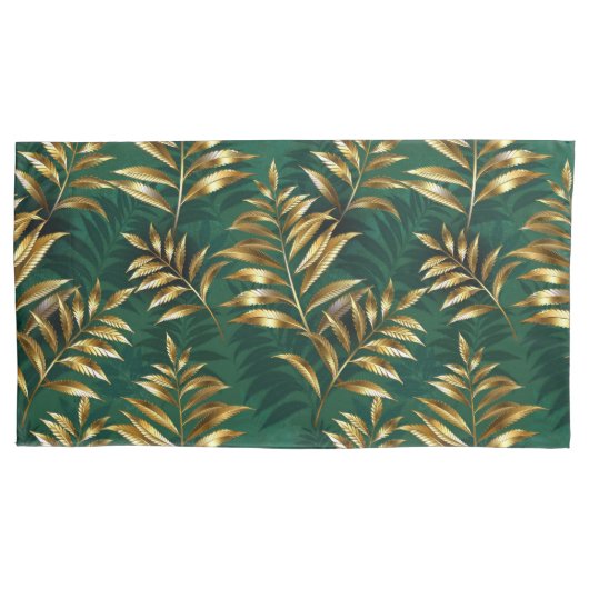 Seamless pattern with golden ferns 枕カバー (正面)