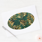 Seamless pattern with golden ferns 楕円形シール (封筒)