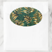 Seamless pattern with golden ferns 楕円形シール (バッグ)