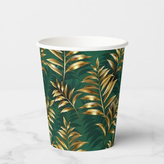 Seamless pattern with golden ferns 紙コップ (裏面)