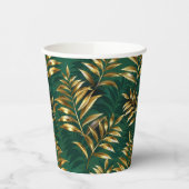 Seamless pattern with golden ferns 紙コップ (左)
