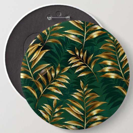 Seamless pattern with golden ferns 缶バッジ (正面&裏面)