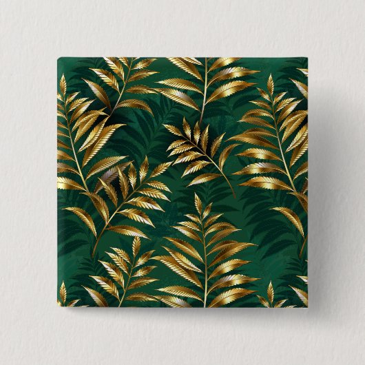 Seamless pattern with golden ferns 缶バッジ (正面)