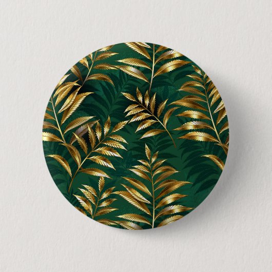 Seamless pattern with golden ferns 缶バッジ (正面)