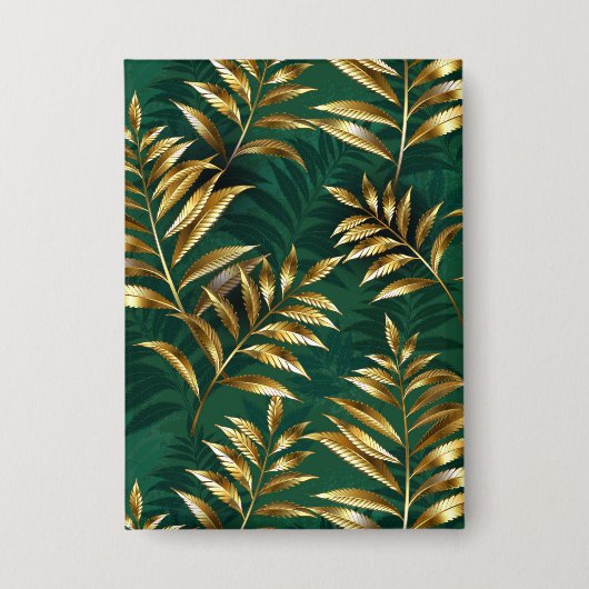 Seamless pattern with golden ferns 缶バッジ (正面)