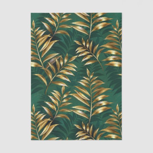 Seamless pattern with golden ferns 薄葉紙 (正面)