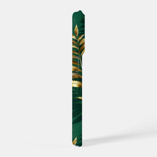 Seamless pattern with golden ferns iPhoneケース (右側面)