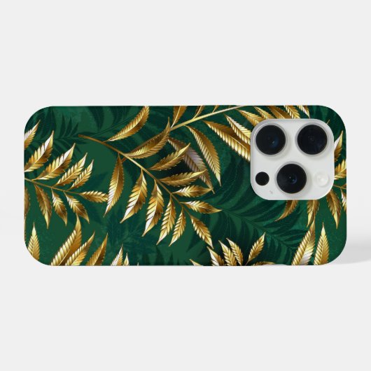Seamless pattern with golden ferns iPhoneケース (裏面横)