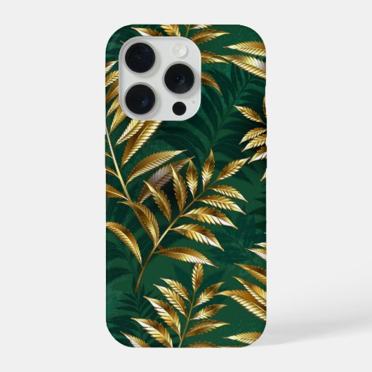 Seamless pattern with golden ferns iPhoneケース (裏面)