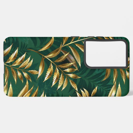 Seamless pattern with golden ferns samsung galaxyケース (裏面横)