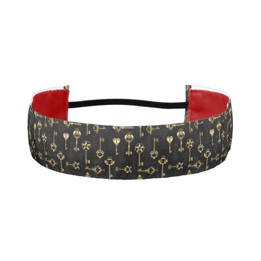 Seamless Pattern with Golden Keys アスレチックヘッドバンド (正面)