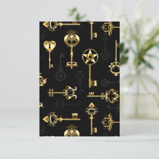 Seamless Pattern with Golden Keys カード (スタンド正面)