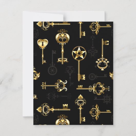 Seamless Pattern with Golden Keys ノートカード (正面)