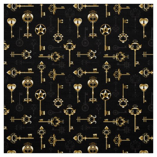 Seamless Pattern with Golden Keys ファブリック (見本)