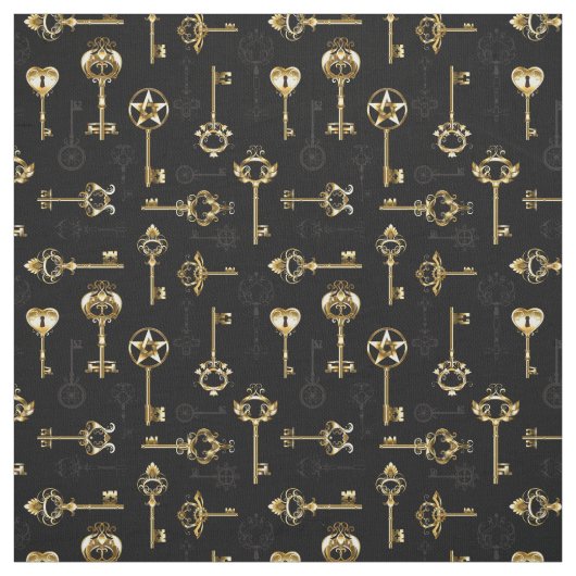 Seamless Pattern with Golden Keys ファブリック (見本)