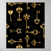 Seamless Pattern with Golden Keys ポスター (正面)