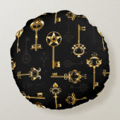 Seamless Pattern with Golden Keys ラウンドクッション (裏面)