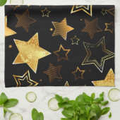 Seamless pattern with Golden Stars キッチンタオル (折り畳み)