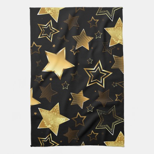 Seamless pattern with Golden Stars キッチンタオル (縦)