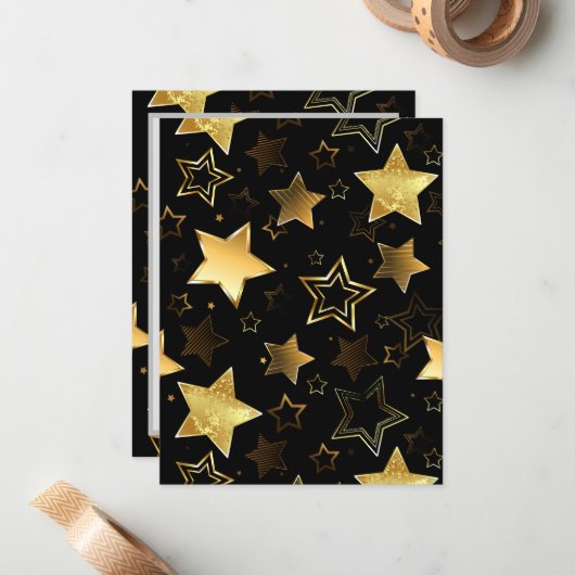 Seamless pattern with Golden Stars ノートカード (正面/裏面インサイチュ)