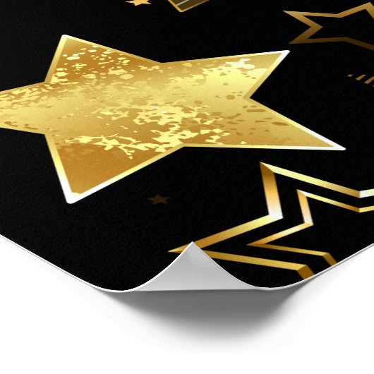 Seamless pattern with Golden Stars ポスター (角)