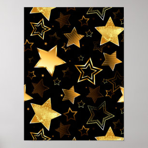 Seamless pattern with Golden Stars ポスター