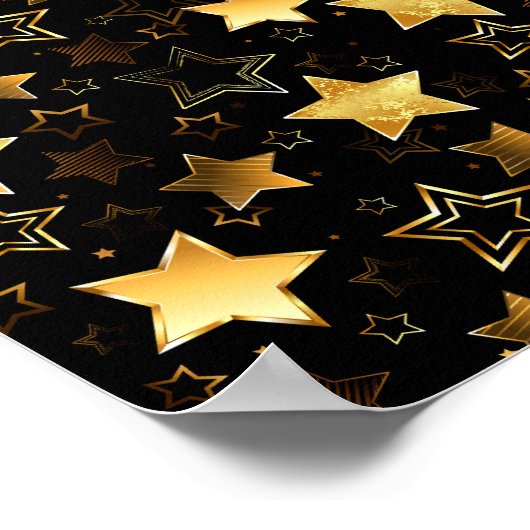 Seamless pattern with Golden Stars ポスター (角)