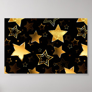 Seamless pattern with Golden Stars ポスター