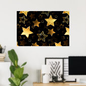 Seamless pattern with Golden Stars ポスター (ホームオフィス)