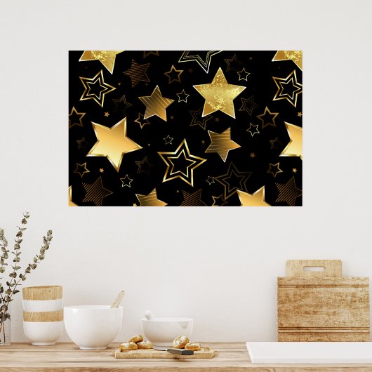 Seamless pattern with Golden Stars ポスター (キッチン)