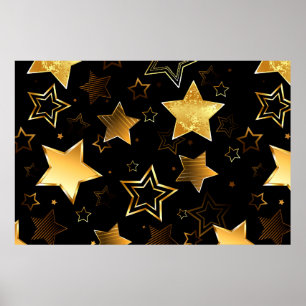 Seamless pattern with Golden Stars ポスター