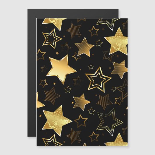 Seamless pattern with Golden Stars マグネット招待状 (正面/裏面)