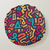 Seamless Pattern with Graffiti Curve Shapes. Mix o ラウンドクッション (裏面)