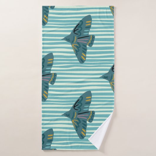 Seamless pattern with hand drawn bird vraetive sil バスタオル (バスタオル)