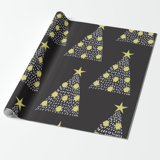 Seamless pattern with hand drawn Christmas trees i ラッピングペーパー (アンロールド)