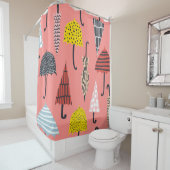 Seamless pattern with hand drawn colorful umbrella シャワーカーテン (インサイチュ)